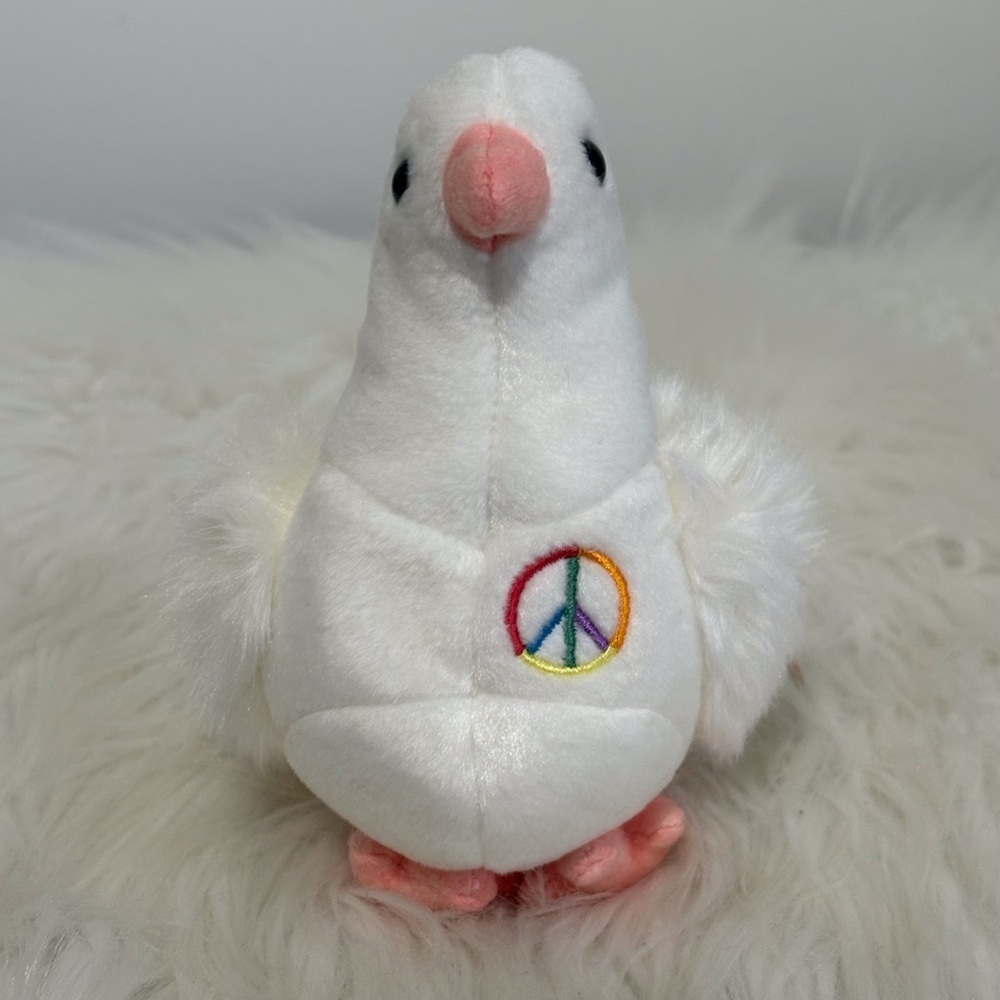 Ty(40)Serenity White Dove of Peace Plush with Peace Emblem